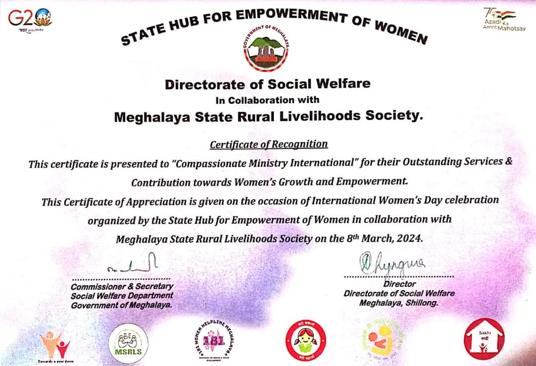 Certificate of Recognition – Compassionate Ministry International for Women’s Empowerment